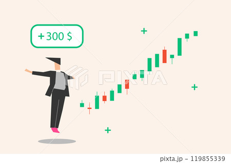 business person trading success growing growth market investment finance concept. business happy professional profit bullish graph stock market chart investor economy work vector. 119855339