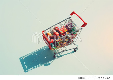 View of a shopping cart on an isolated background, Online shopping concept 119855932