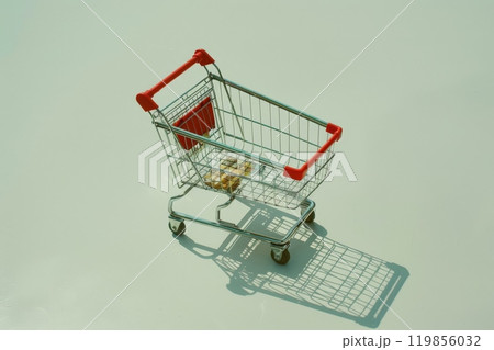 View of a shopping cart on an isolated background, Online shopping concept 119856032