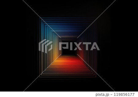 Radiating Neon Rectangle in Rainbow Hues Radiating Neon Rectangle in Rainbow Hues 119856177