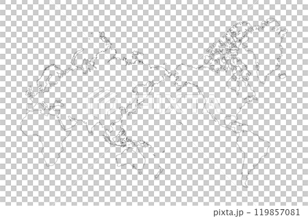 World map black line drawing World map black line drawing 119857081