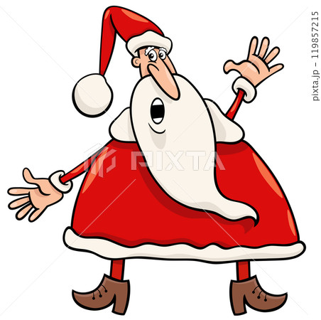funny cartoon Santa Claus singing a carol on Christmas 119857215