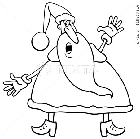 funny cartoon Santa Claus singing a carol coloring page 119857216