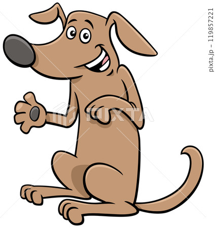 funny cartoon dog animal character waving his paw 119857221