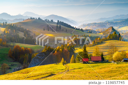 Mountain landscape in the Pieniny National Park at the foot of the Tatra Mountains 119857745