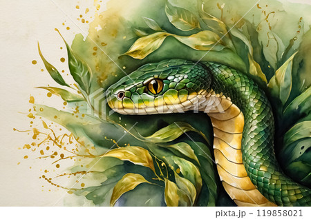緑のヘビの絵のイラスト素材 [119858021] - PIXTA