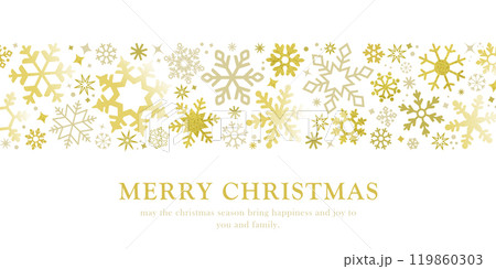 雪の結晶 クリスマス 背景イラスト ( ベクター ゴージャス ゴールド バナー 1:2 ) 119860303