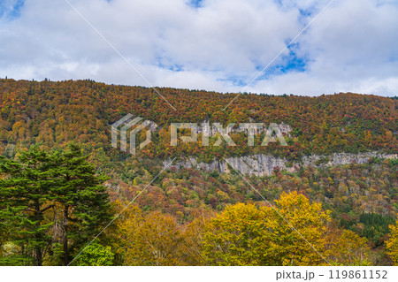 【新潟県】秋山郷　逆巻の大嵓（さかまきのおおくら）、（屏風岩） 119861152