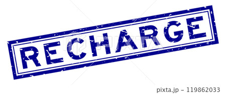 Grunge blue recharge word square rubber seal stamp on white background Grunge blue recharge word square rubber seal stamp on white background 119862033