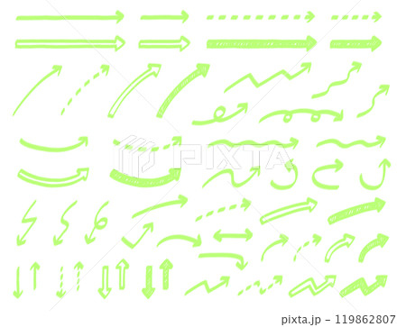 シンプルでかわいい手描き矢印マーカーセット シンプルでかわいい手描き矢印マーカーセット 119862807