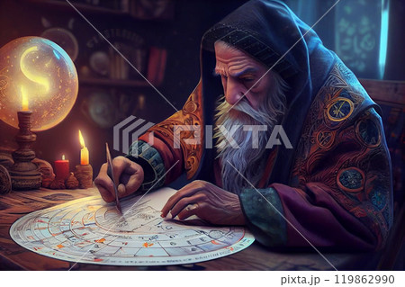 Astrology. Astrologer calculates a natal chart and makes a forecast of fate. Astrological forecast, mysticism, science. Astrological background. Astrology. Astrologer calculates a natal chart and makes a forecast of fate. Astrological forecast, mysticism, science. Astrological background. 119862990