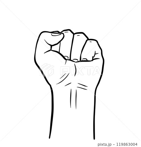 Continuous line drawing of fist raised up Continuous line drawing of fist raised up 119863004