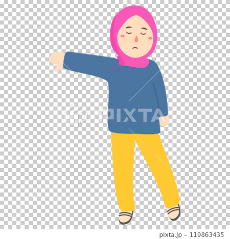 thumbs down gesture woman hijab 119863435