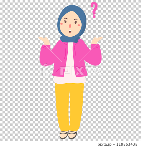 woman hijab feel confused 119863438