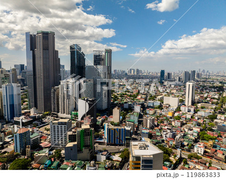 Makati City with skyscrapers and high rise towers. Metro Manila, Philippines. 119863833