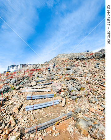 秋の御嶽山登山:八合目石室避難小屋~王滝頂上 秋の御嶽山登山:八合目石室避難小屋~王滝頂上 119864485