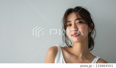 スキンケアをする女性　美容イメージ　AI 119864501