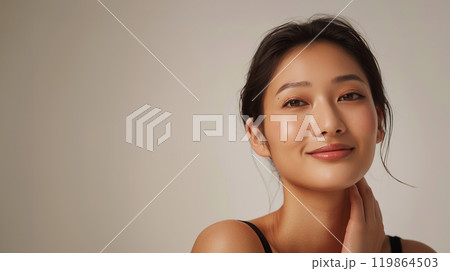 スキンケアをする女性　美容イメージ　AI 119864503