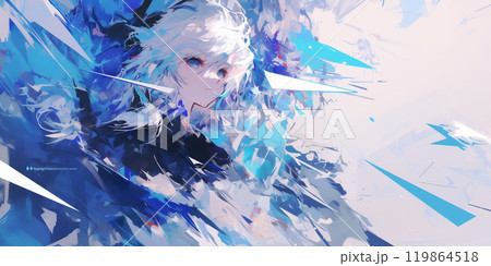 女王アニメキャラクターイラスト 絵具 横長のイラスト素材 [119864518