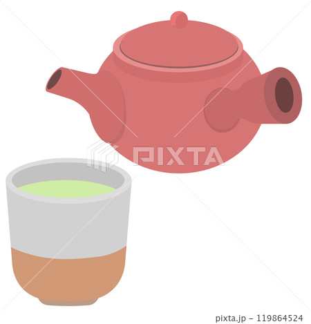 お茶と急須のイラスト お茶と急須のイラスト 119864524