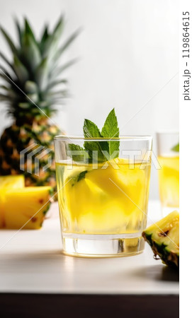 Pineapple cocktail. Summer refreshing tropical drink. Generative AI Pineapple cocktail. Summer refreshing tropical drink. Generative AI 119864615