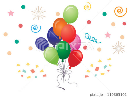 colorful balloons floating together in the air 119865101