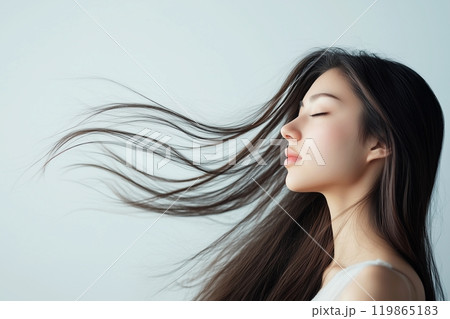ロングヘアの美しい女性モデル・ヘアスタイル「AI生成画像」 119865183