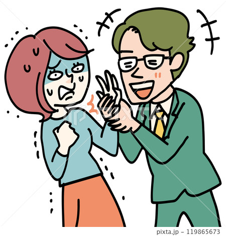 男性に手を握られ虫唾が走る女性 男性に手を握られ虫唾が走る女性 119865673