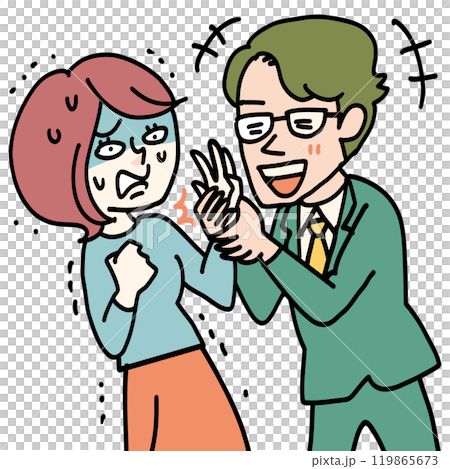 男性に手を握られ虫唾が走る女性 男性に手を握られ虫唾が走る女性 119865673