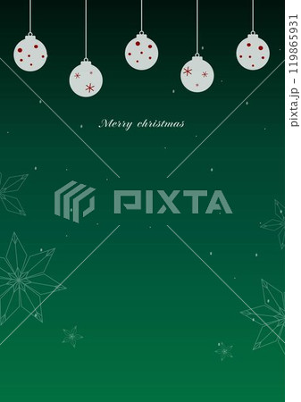 緑の背景のオーナメント付き縦型クリスマスカード 119865931