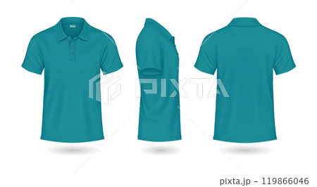 Turquoise polo t-shirts mockup realistic illustration set 119866046