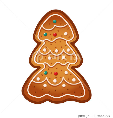 Gingerbread Christmas tree flat color vector illustration Gingerbread Christmas tree flat color vector illustration 119866095