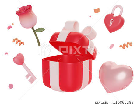 valentine's day open box with presents 3D image 119866285