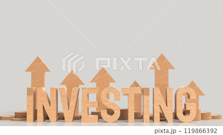 The wood investing text and arrow up for Business concept 3d rendering. 119866392