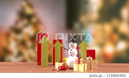 The Snow man and chart  for christmas or Business  concept 3d rendering. 119866400