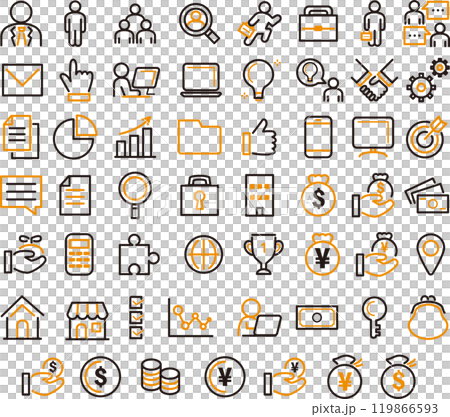 Business money icon pictogram line drawing decoration simple illustration material set Business money icon pictogram line drawing decoration simple illustration material set 119866593