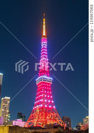 「東京都」ライトアップした東京タワー　夜景 119867068