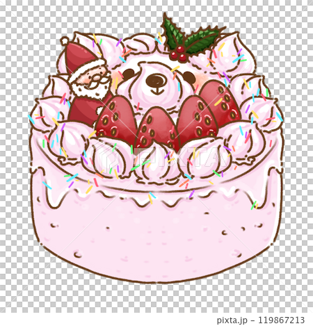 Christmas pink whole cake (decorated cake) bear 119867213