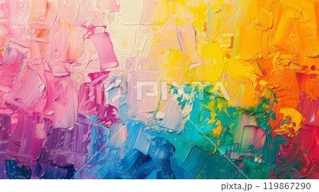 Highly-textured colorful abstract painting background. Brush str 119867290