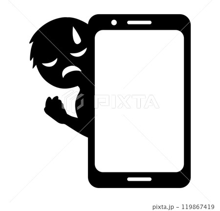 悪人イメージの人物とスマホの素材 悪人イメージの人物とスマホの素材 119867419