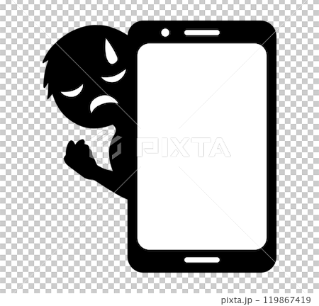 悪人イメージの人物とスマホの素材 悪人イメージの人物とスマホの素材 119867419