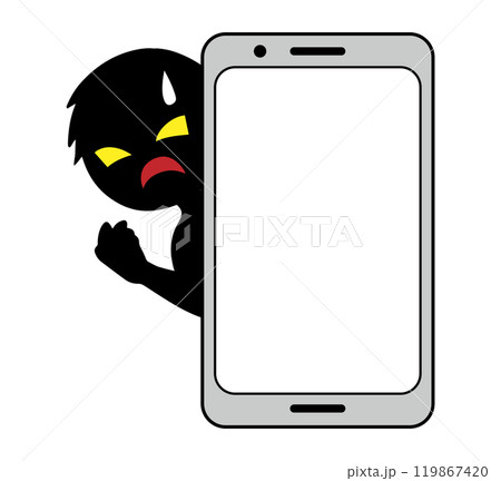 悪人イメージの人物とスマホの素材 悪人イメージの人物とスマホの素材 119867420