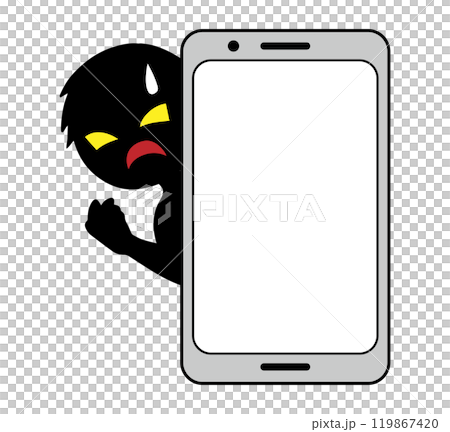 悪人イメージの人物とスマホの素材 悪人イメージの人物とスマホの素材 119867420