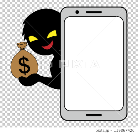 お金を持つ悪人とスマホの危険なイメージの素材 119867426