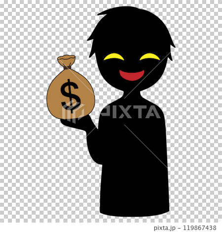 可疑的金錢和黑色剪影小人形像素材 119867438