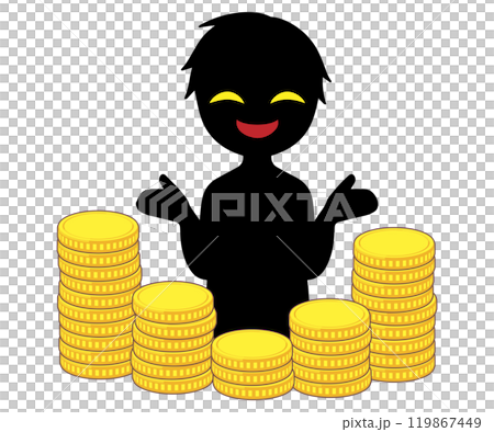 怪しいお金と黒色のシルエットの悪人イメージの素材 119867449
