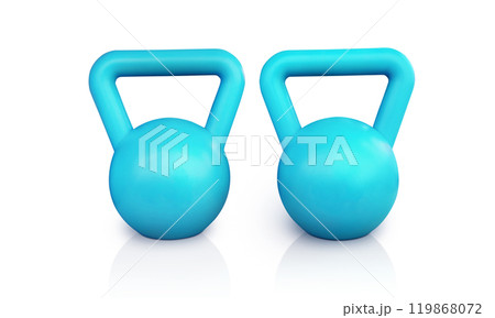 Blue iron pendulum on white background. 119868072