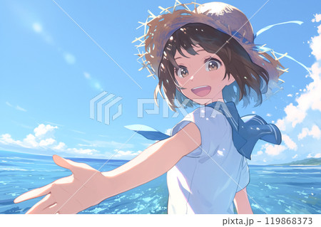 海岸の女子高校生_2 119868373