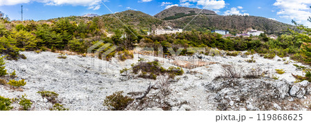 雲仙地獄　旧八万地獄（月面地獄）　パノラマ　【長崎県雲仙市】 119868625