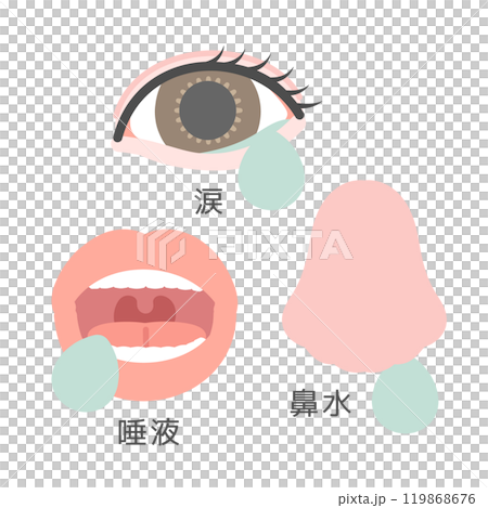 眼睛、嘴巴、鼻子、眼淚、流鼻涕、唾液插圖（附說明） 119868676